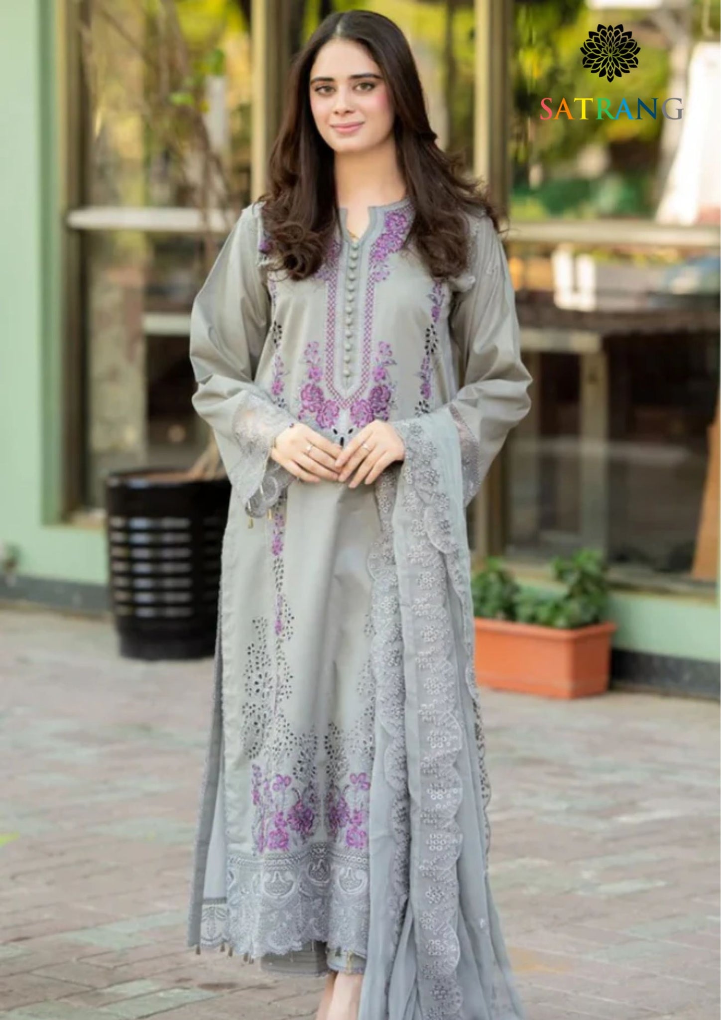 Summer Unstitched 3PCs Embroidered Lawn Dress With Embroidered Bamber Chiffon Dupatta SR-312