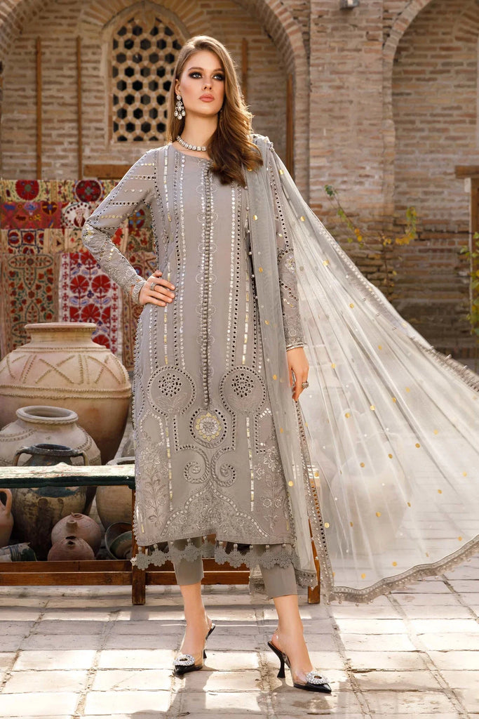 MARIA B EMBROIDERED 3PC LAWN DRESS WITH Embroidered Chiffon Dopata SR satrangpk