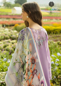 Summer Unstitched 3PCs Embroidered Lawn Dress With Digital Printed Monar Dupatta SR-318