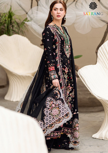 Summer Unstitched 3PCs Heavy Embroidered Lawn Dress With Embroidered Khaddi Net Dupatta SR-313