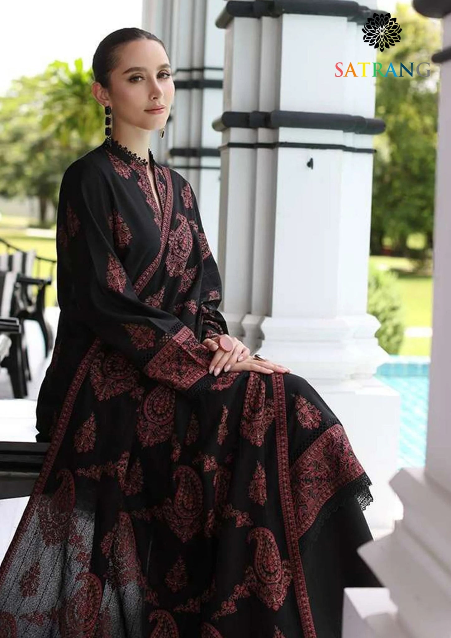 Winter Unstitched 3PCs Embroidered Dhanak Dress With Digital Printed Karandi Shawl SR-522