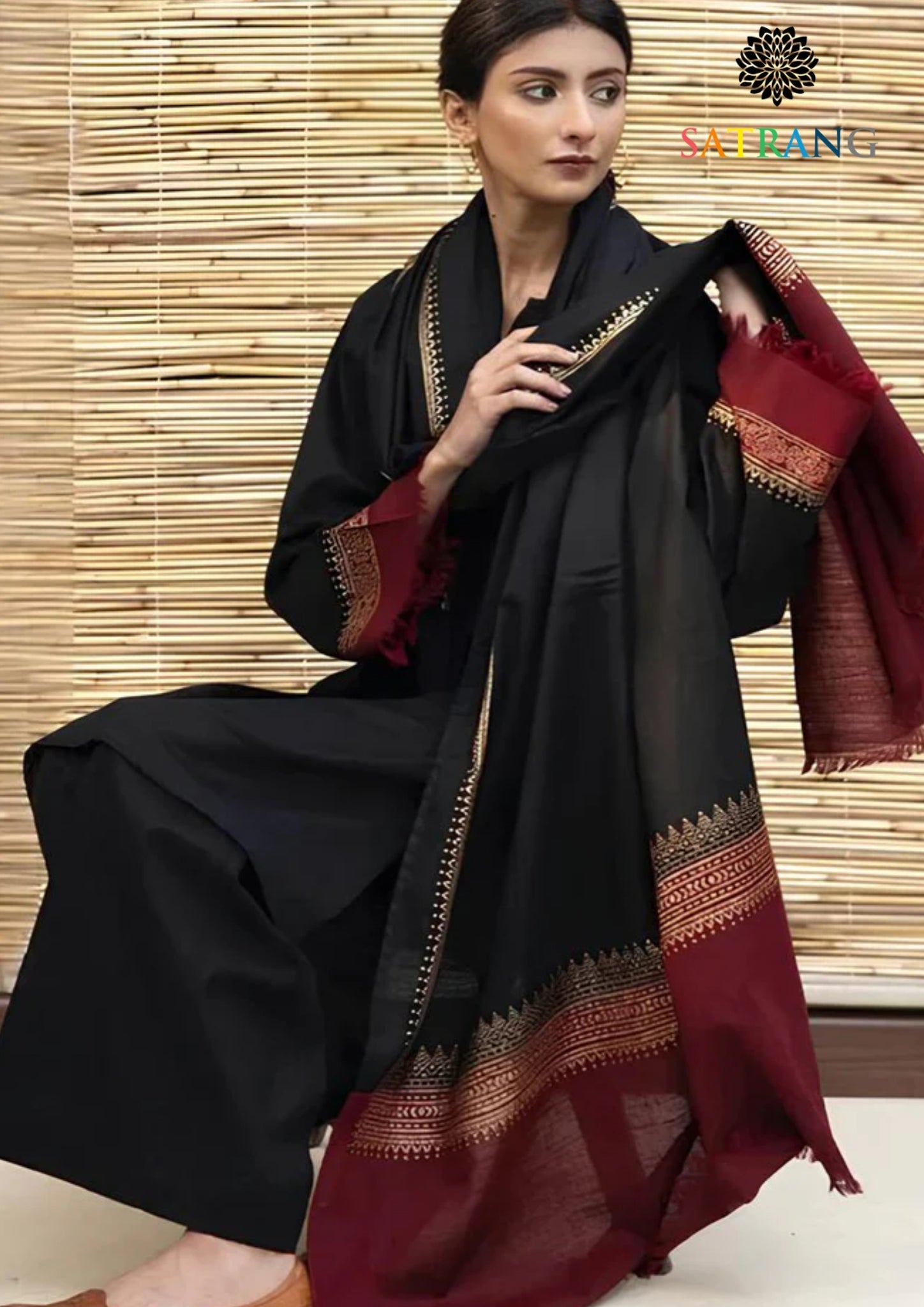 Winter Unstitched 3PCs Embroidered Dhanak Dress With Digital Printed Wool Shirt SR-657