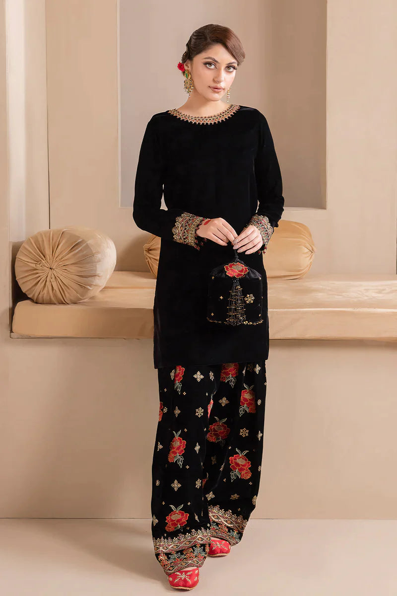 Winter Unstitched 3PCs Embroidered Velvet Dress With Organza Embroidered Dopata SR-584