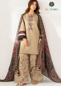 Winter Unstitched 3PCs Embroidered Dhanak Dress With Digital Printed Karandi Shawl SR-609