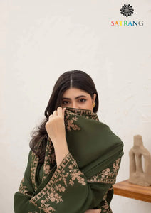Winter Unstitched 3PCs Embroidered Dhanak Dress With Embroidered Dhanak Shawl SR-624