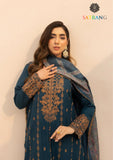 Winter Unstitched 3PCs Embroidered Dhanak Dress With Digital Printed Karandi Shawl SR-627