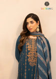 Winter Unstitched 3PCs Embroidered Dhanak Dress With Digital Printed Karandi Shawl SR-627