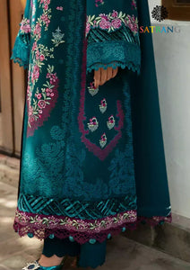 Winter Unstitched 3PCs Heavy Embroidered Dhanak Dress With Digital Printed Karandi Shawl SR-628