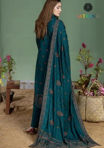 Winter Unstitched 3PCs Heavy Embroidered Dhanak Dress With Dhanak Embroidered Shawl SR-629