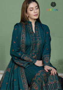 Winter Unstitched 3PCs Heavy Embroidered Dhanak Dress With Dhanak Embroidered Shawl SR-629