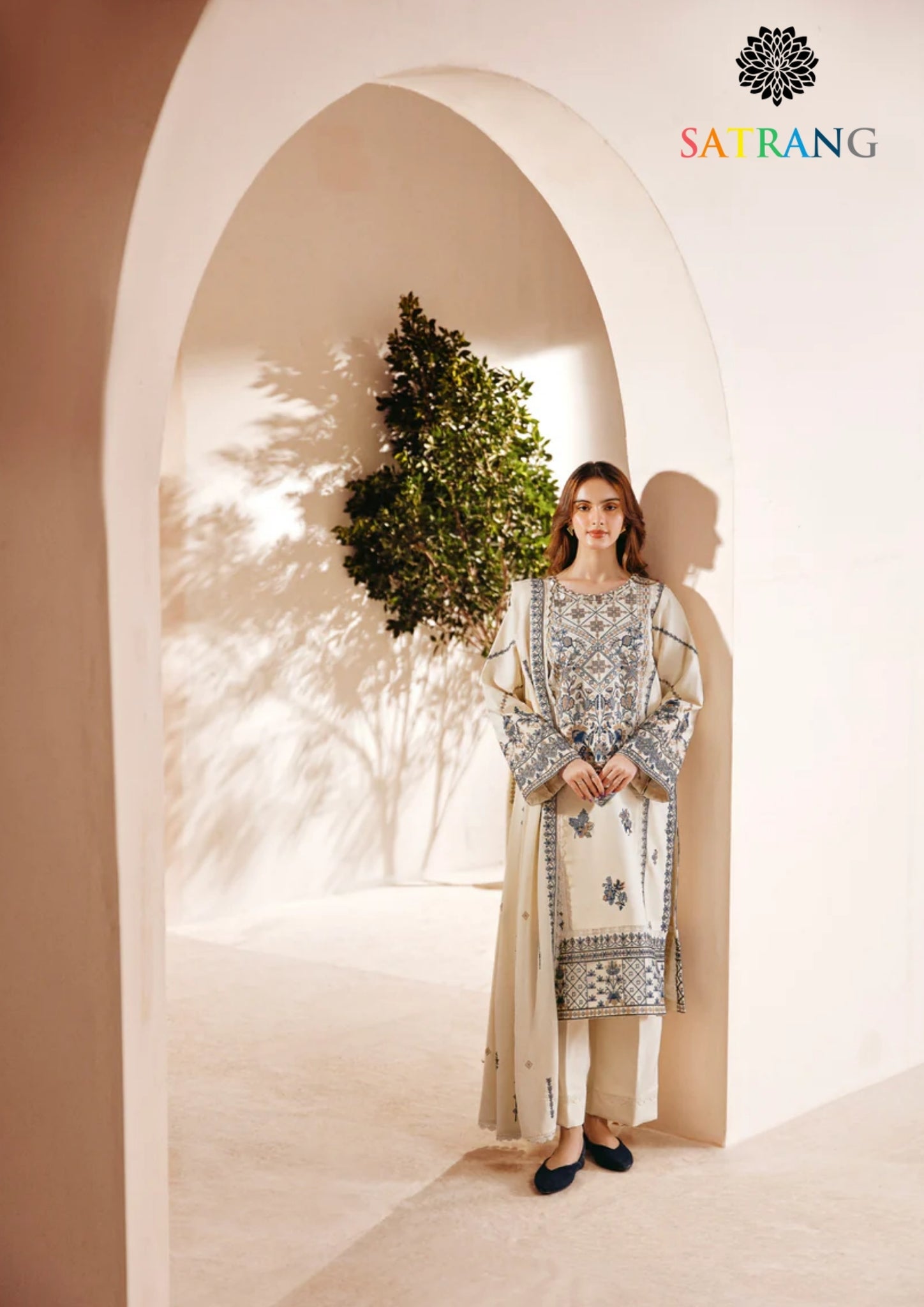 Winter Unstitched 3PCs Embroidered Dhanak Dress With Dhanak Embroidered Dhanak Shawl SR-630