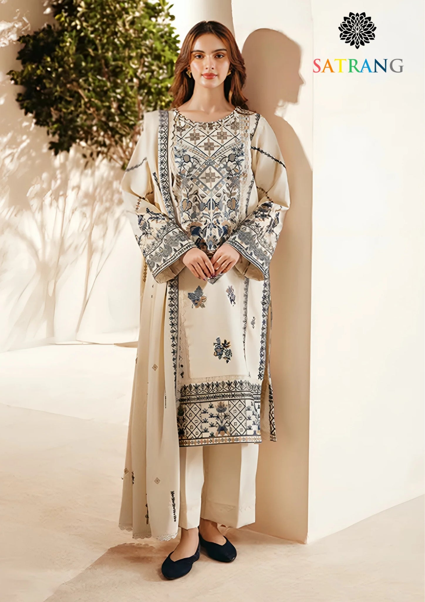Winter Unstitched 3PCs Embroidered Dhanak Dress With Dhanak Embroidered Dhanak Shawl SR-630