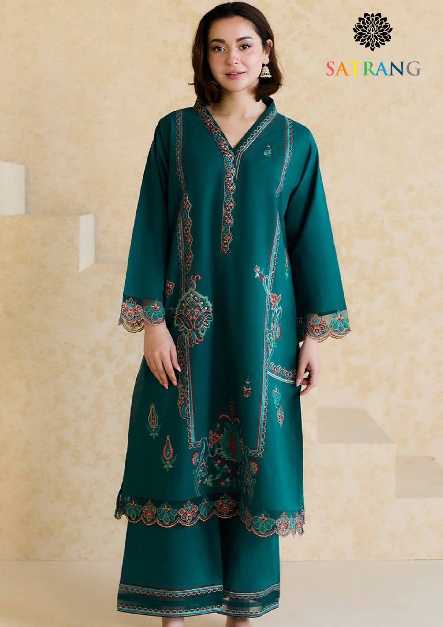 Winter Unstitched 2PCs Embroidered Dhanak Dress With Embroiederd Dhanak Touser SR-631