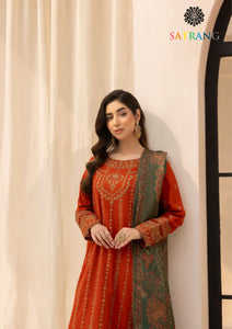 Winter Unstitched 3PCs Embroidered Dhanak Dress With Digital Printed Karandi Shawl SR-632