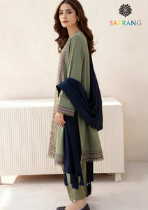 Winter Unstitched 3PCs Embroidered Khaddar Dress With Bambal Shawl SR-633