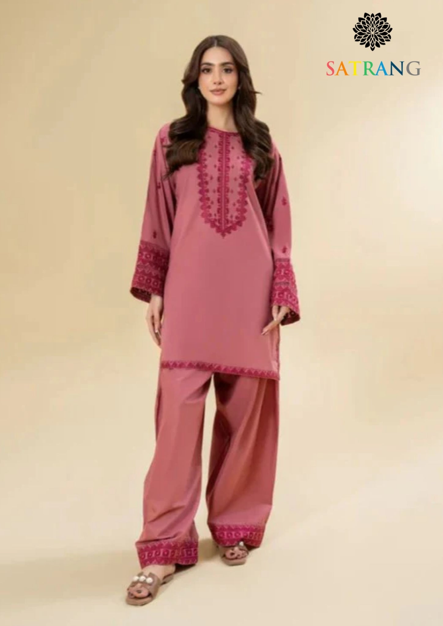 Winter Unstitched 2PCs Embroidered Dhanak Dress With Embroidered Dhanak Trouser SR-634