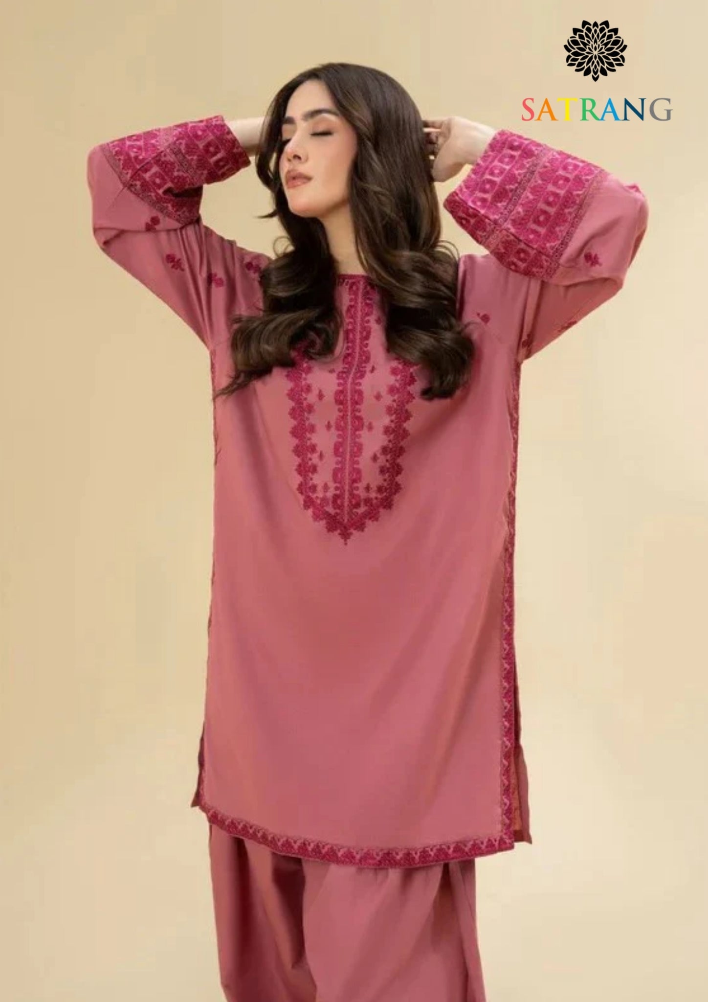 Winter Unstitched 2PCs Embroidered Dhanak Dress With Embroidered Dhanak Trouser SR-634