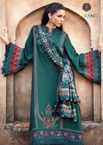 Winter Unstitched 3PCs Heavy Embroidered Dhanak Dress With Digital Printed Karandi Shawl SR-635