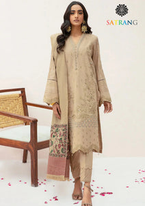 Winter Unstitched 3PCs Embroidered Dhanak Dress With Digital Printed Karandi Shawl SR-645