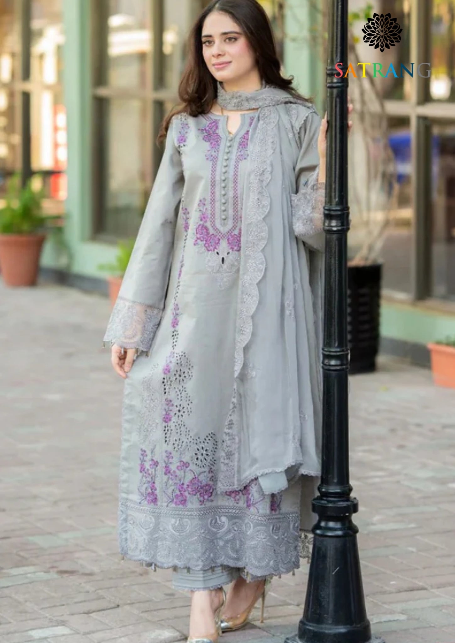 Winter Unstitched 3PCs Embroidered Dhanak Dress With Embroidered Chiffon Dupatta SR-646