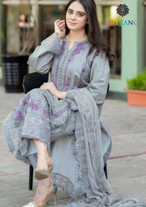 Winter Unstitched 3PCs Embroidered Dhanak Dress With Embroidered Chiffon Dupatta SR-646