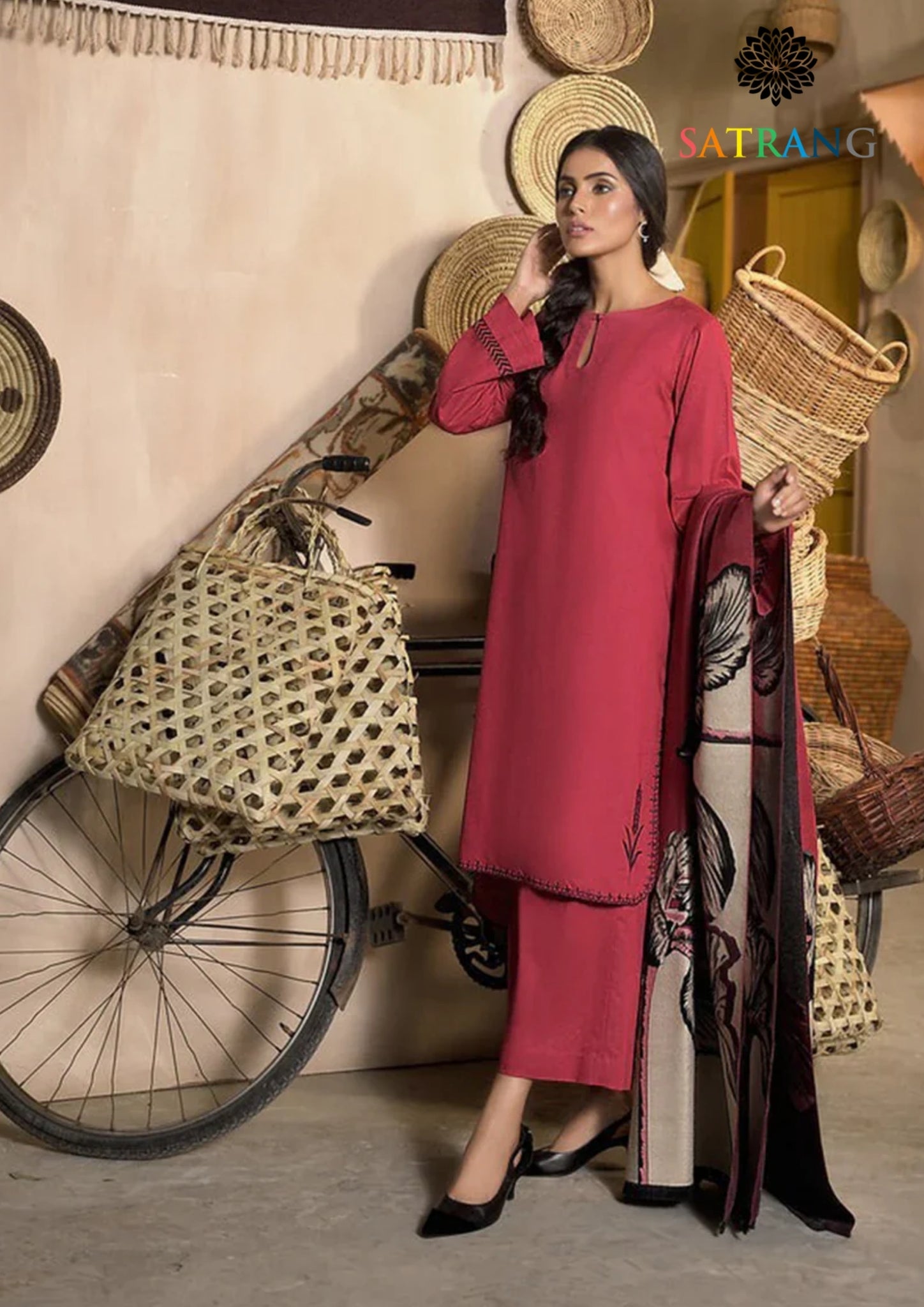 Winter Unstitched 3PCs Digital Printed Dhanak Dress With Digital Printed Dhanak Shawl SR-647