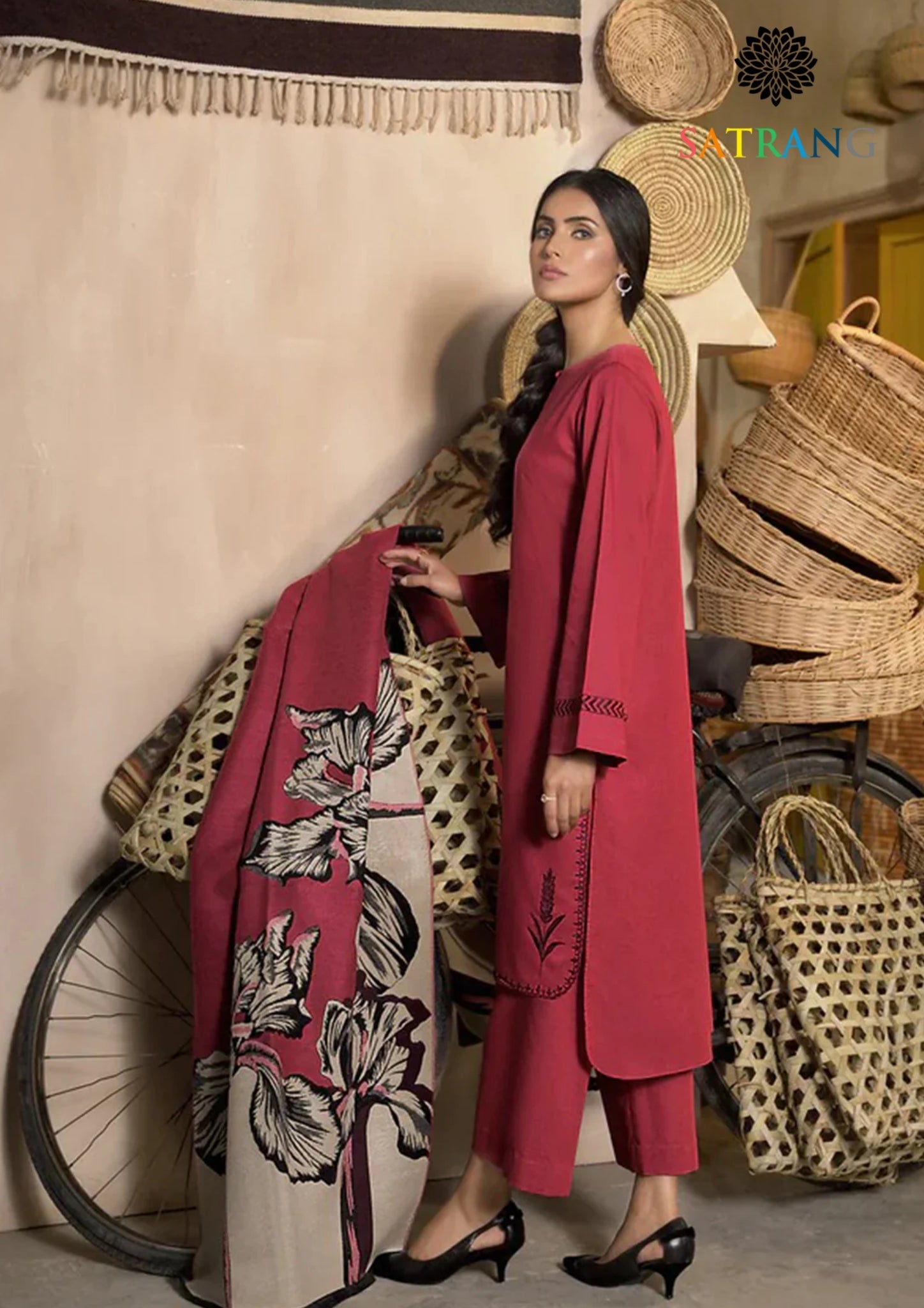 Winter Unstitched 3PCs Digital Printed Dhanak Dress With Digital Printed Dhanak Shawl SR-647
