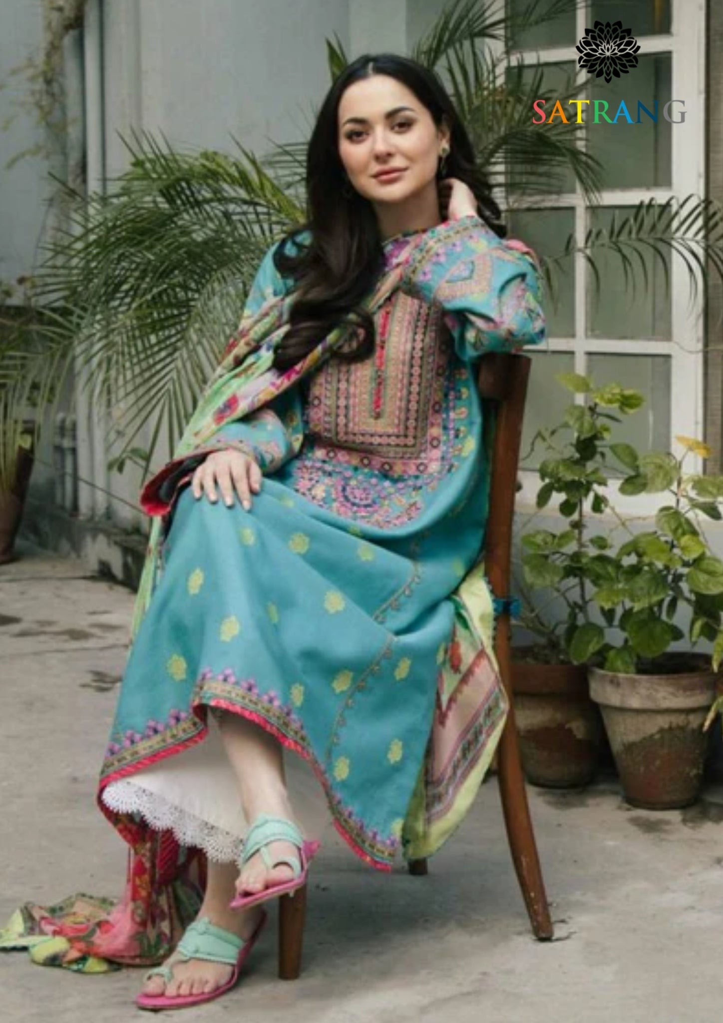 Winter Unstitched 3PCs Embroidered Dhanak Dress With Digital Printed Karandi Shawl SR-647
