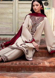 Winter Unstitched 3PCs Embroidered Dhanak Dress With Digital Printed Karandi Shawl SR-659