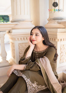 Winter Unstitched 3PCs Embroidered Dhanak Dress With Dhanak Shawl SR-648