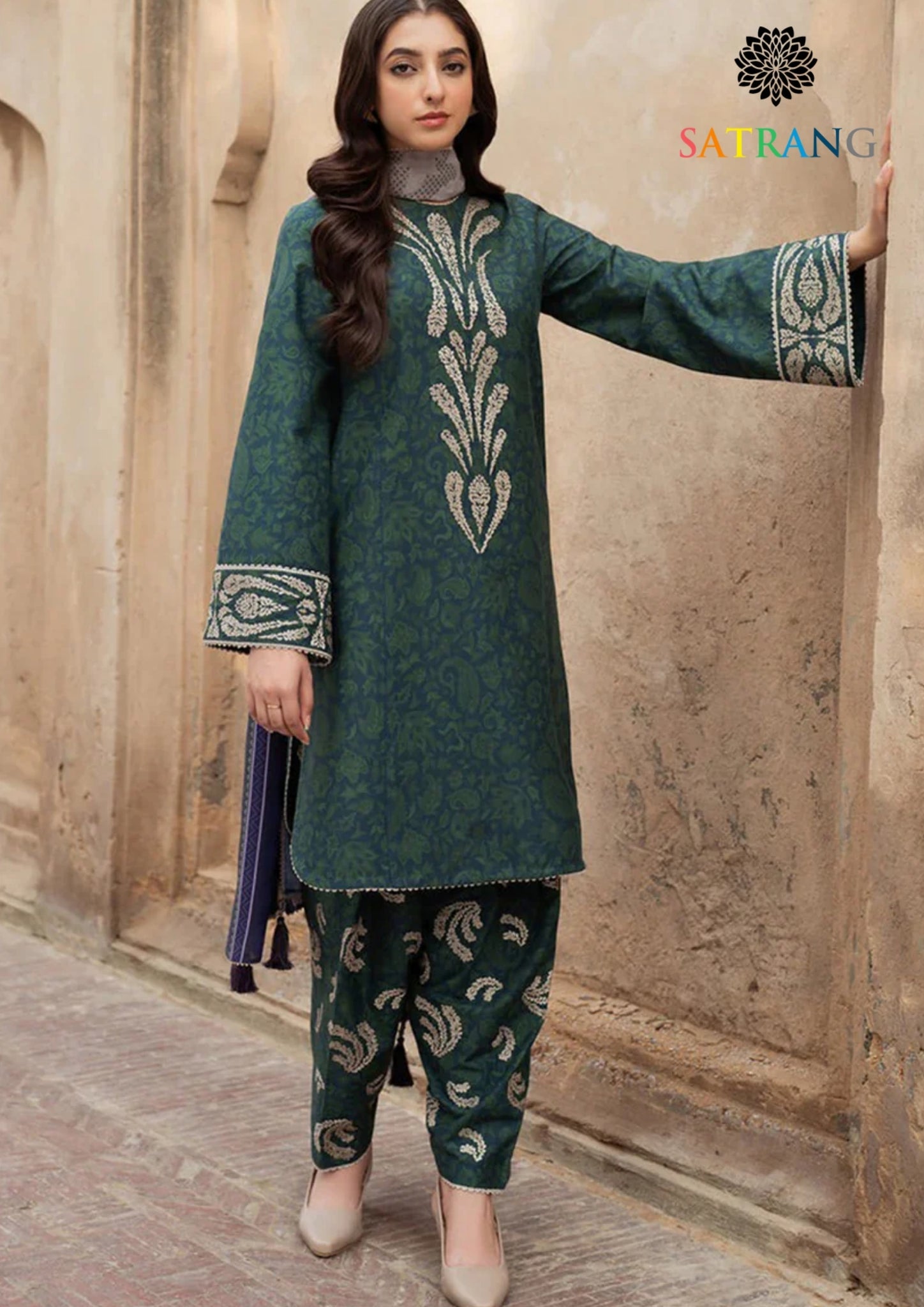 Winter Unstitched 3PCs Digital Printed Dhanak Dress With Digital Printed Karandi Shawl SR-649