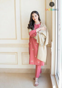 Winter Unstitched 3PCs Embroidered Dhanak Dress With Dhanak Shawl SR-649