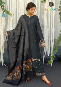 Winter Unstitched 3PCs Embroidered Dhanak Dress With Digital Printed Dhanak Shawl SR-650