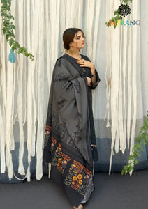 Winter Unstitched 3PCs Embroidered Dhanak Dress With Digital Printed Dhanak Shawl SR-650