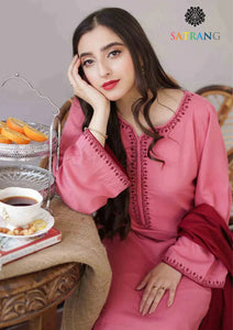 Winter Unstitched 3PCs Embroidered Dhanak Dress With Dhanak Shawl SR-650