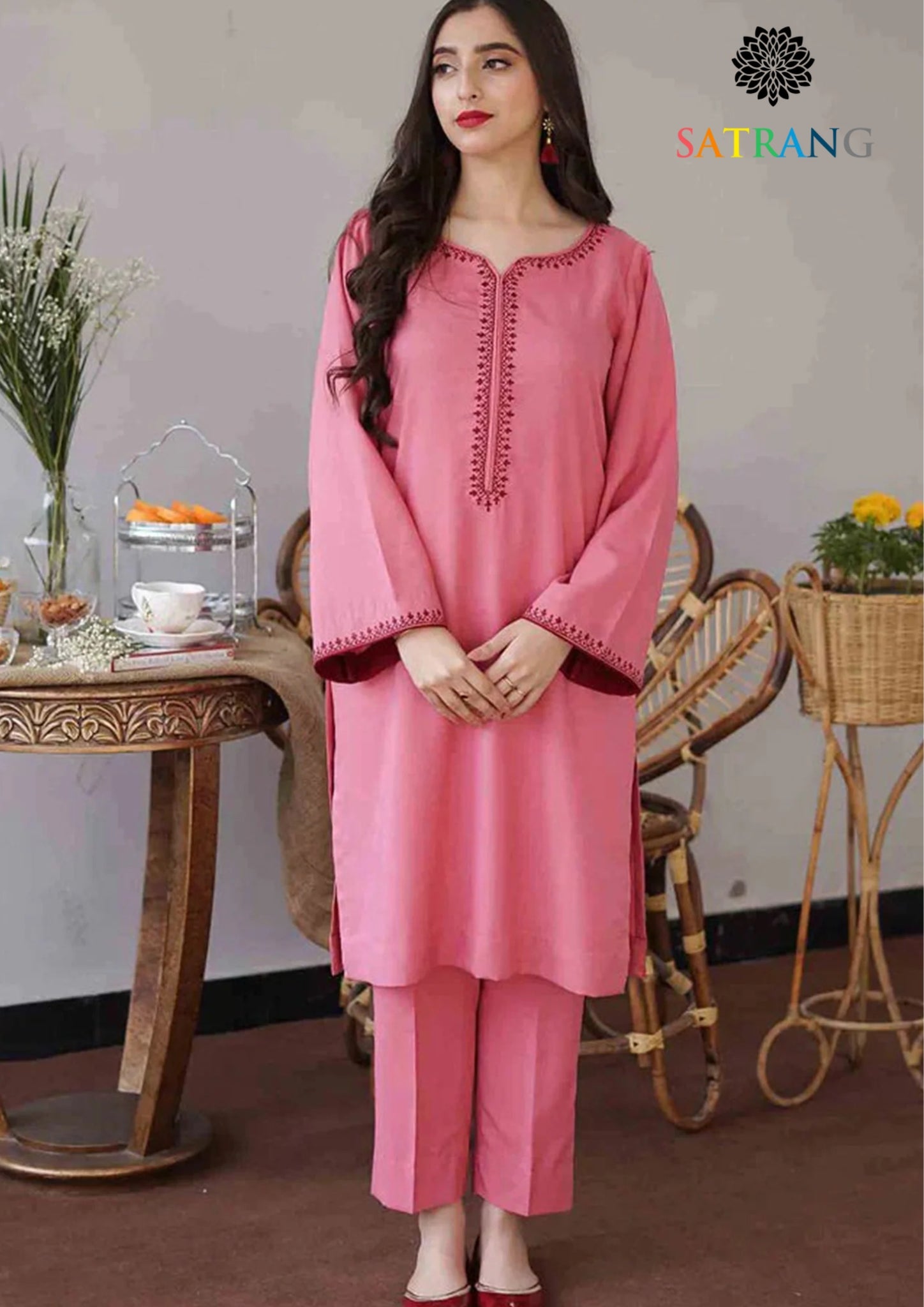 Winter Unstitched 3PCs Embroidered Dhanak Dress With Dhanak Shawl SR-650