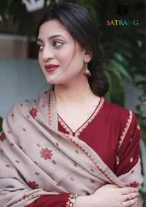 Winter Unstitched 3PCs Embroidered Dhanak Dress With Embroidered Dhanak Shawl SR-651