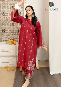 Winter Unstitched 3PCs Embroidered Dhanak Dress With Digital Printed Karandi Shawl SR-651
