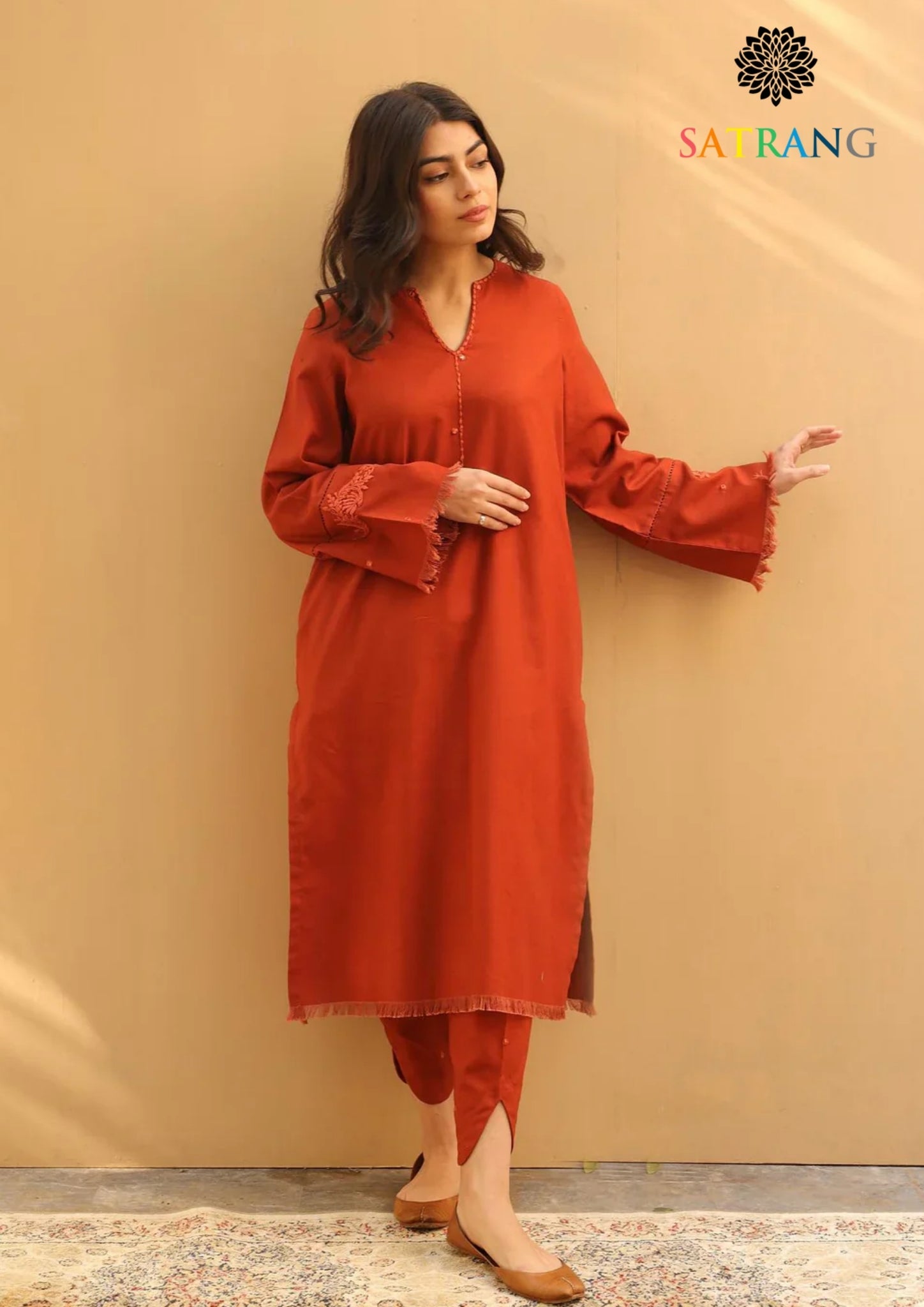 Winter Unstitched 3PCs Embroidered Dhanak Dress With Embroidered Dhanak Shawl SR-652