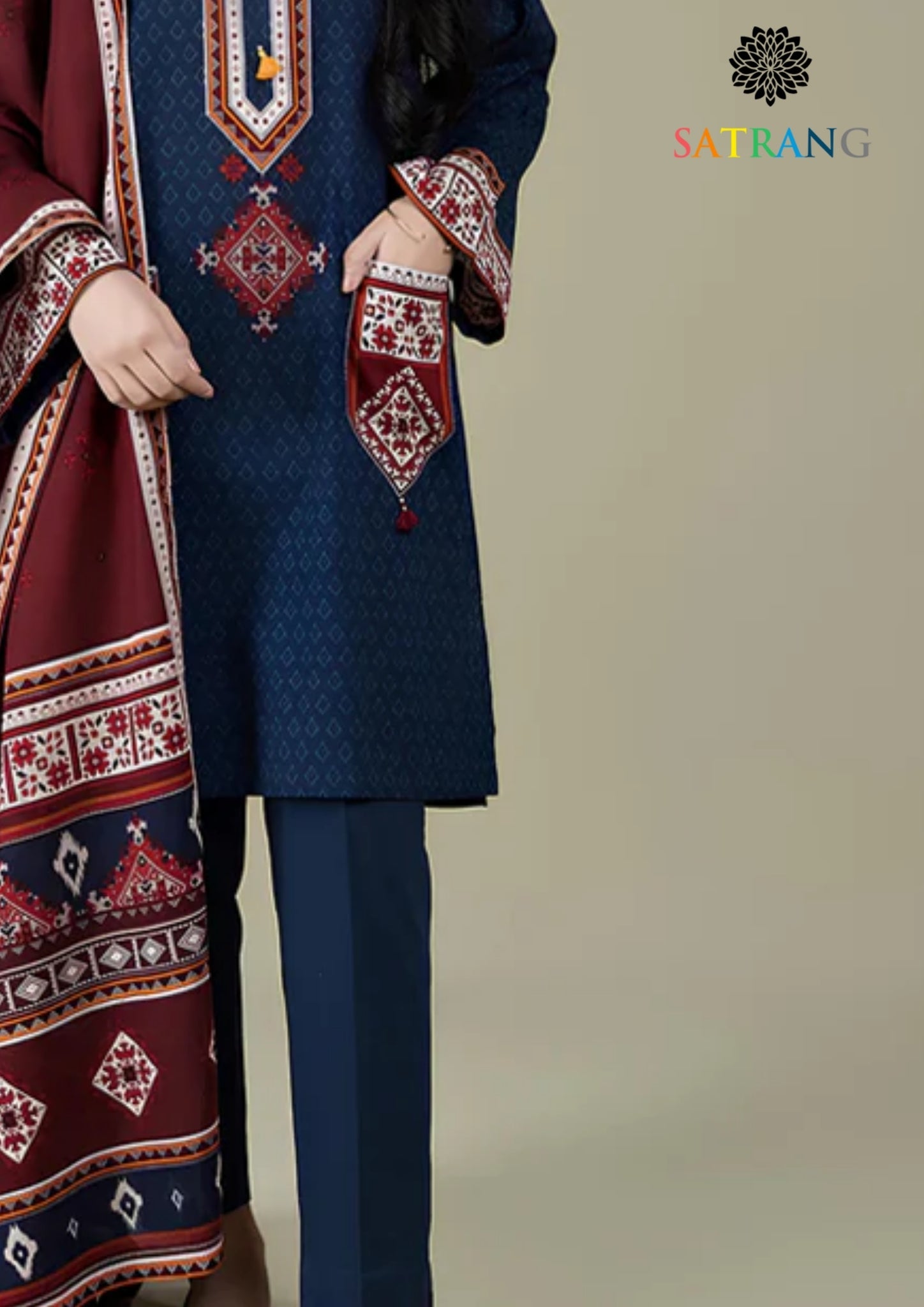Winter Unstitched 3PCs Embroidered Linen Dress With Digital Printed Karandi Shawl RL-652
