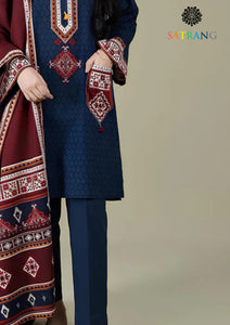Winter Unstitched 3PCs Embroidered Linen Dress With Digital Printed Karandi Shawl RL-652