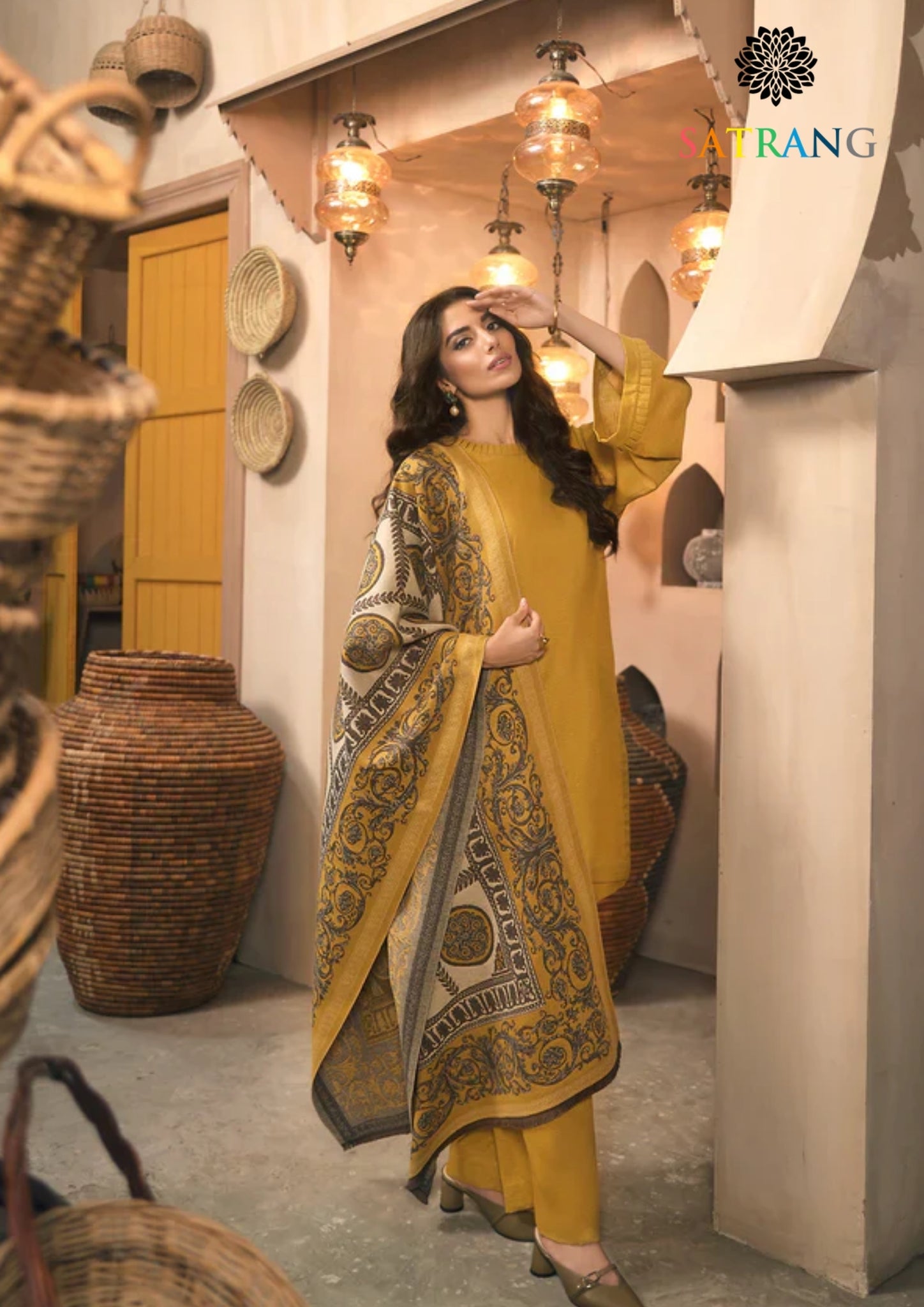 Winter Unstitched 3PCs Digital Printed Dhanak Dress With Digital Printed Dhanak Shawl SR-654