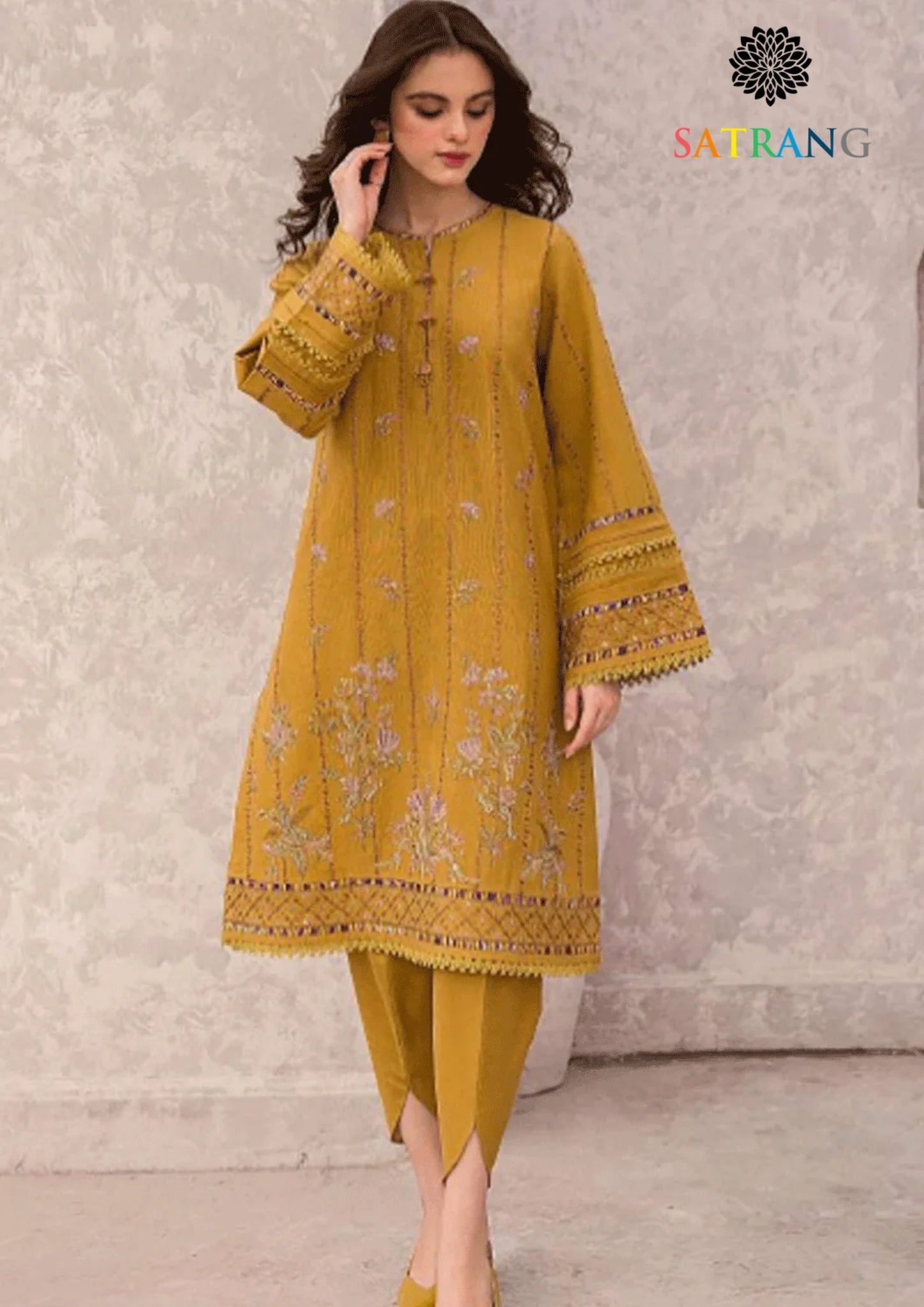 Winter Unstitched 3PCs Embroidered Dhanak Dress With Digital Printed Karandi Shawl SR-655