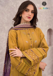 Winter Unstitched 3PCs Embroidered Dhanak Dress With Digital Printed Karandi Shawl SR-655