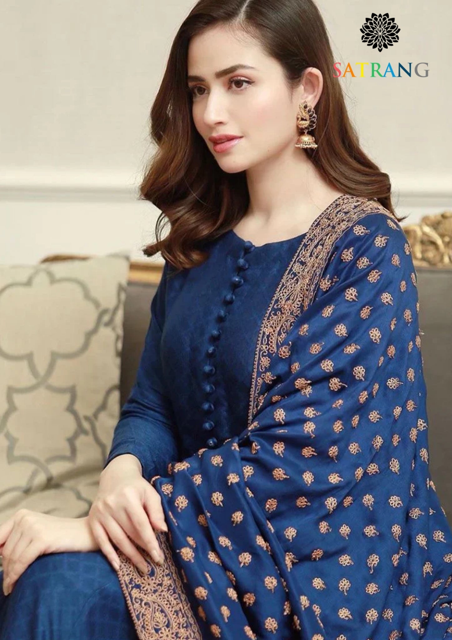 Winter Unstitched 3PCs Embroidered Dhanak Dress With Embroidered Dhanak Shawl SR-656