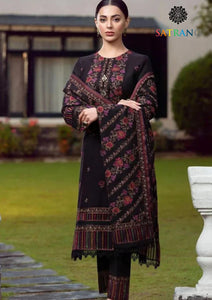 Winter Unstitched 3PCs Heavy Embroidered Dhanak Dress With Heavy Embroidered Dhanak Shawl SR-656
