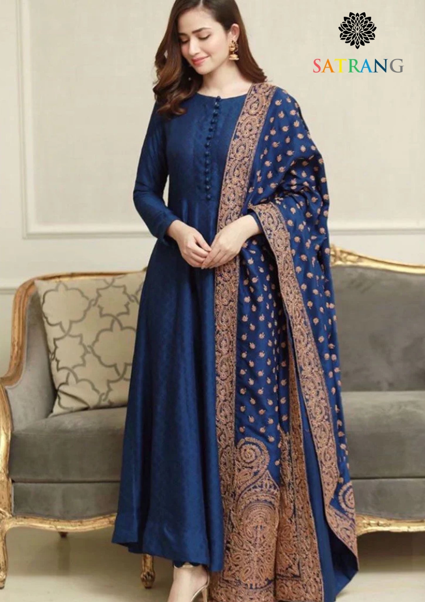Winter Unstitched 3PCs Embroidered Dhanak Dress With Embroidered Dhanak Shawl SR-656