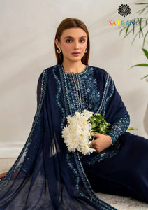 Winter Unstitched 3PCs Embroidered Dhanak Dress With Embroidered Chiffon Dupatta SR-659