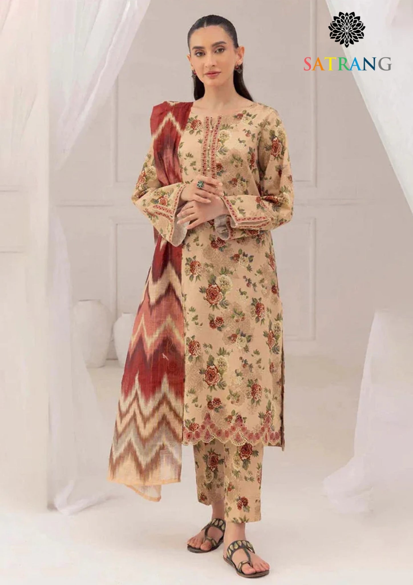 Winter Unstitched 3PCs Digital Printed Karandi Dress With Digital Printed Karandi Shawl SR-662