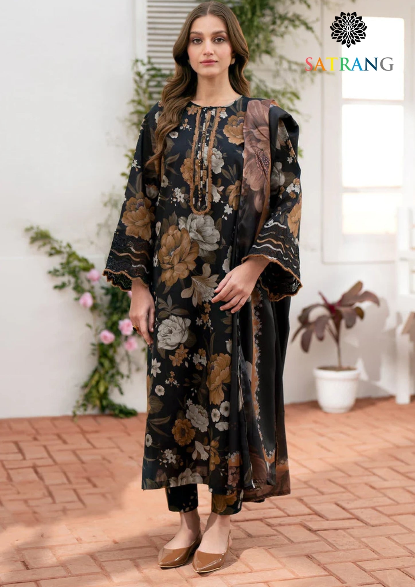 Winter Unstitched 3PCs Digital Printed Karandi Dress With Digital Printed Karandi Shawl SR-663